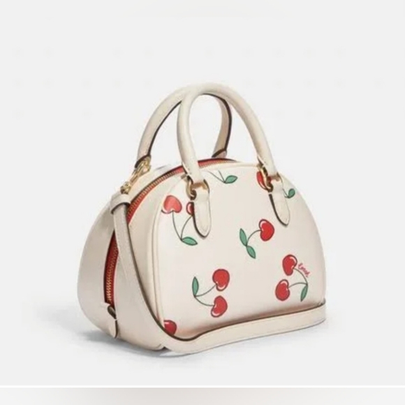 COACH Sydney Satchel With Heart Cherry Print - Picture 2 of 3